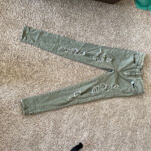 Army green, American Eagle jeans